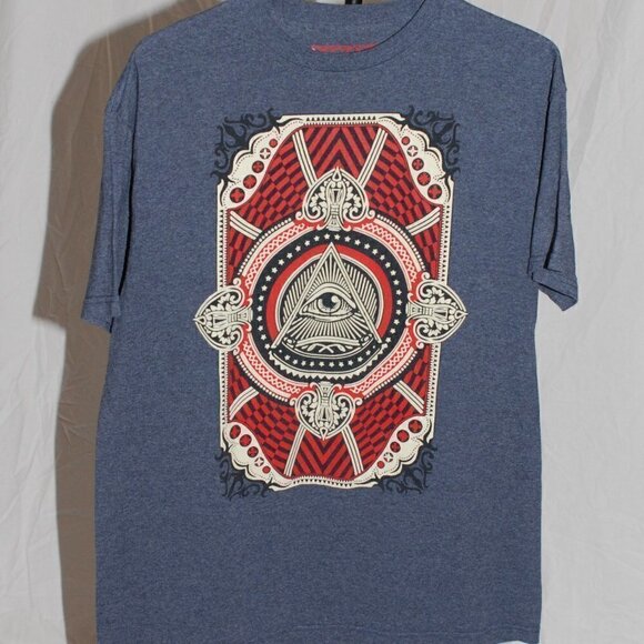 Tony Hawk Illuminati Mens Large Blue Shirt Excellent Condition!!  graphic tee - Picture 1 of 4